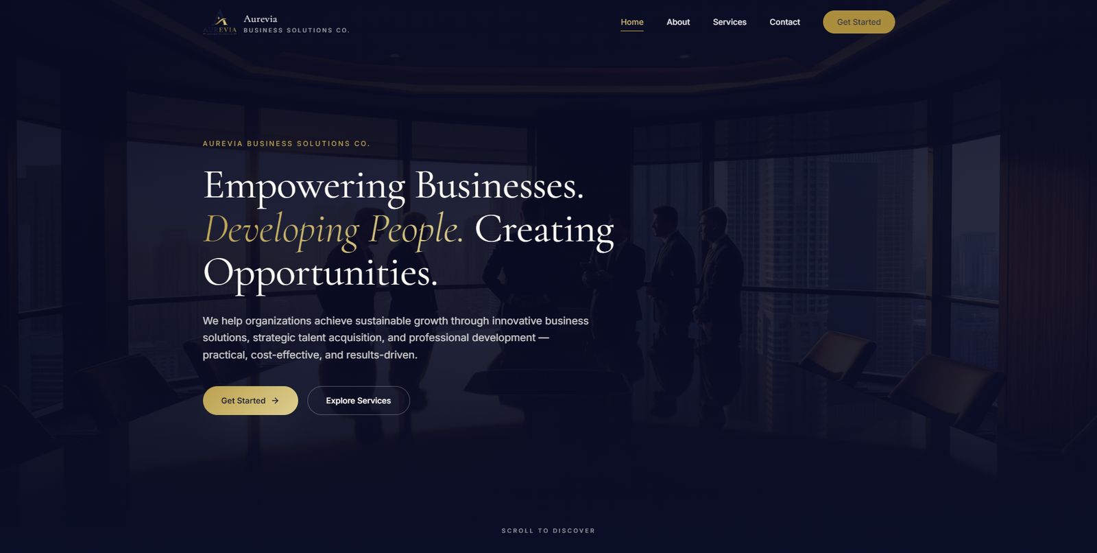 Aurevia Business Solutions website preview